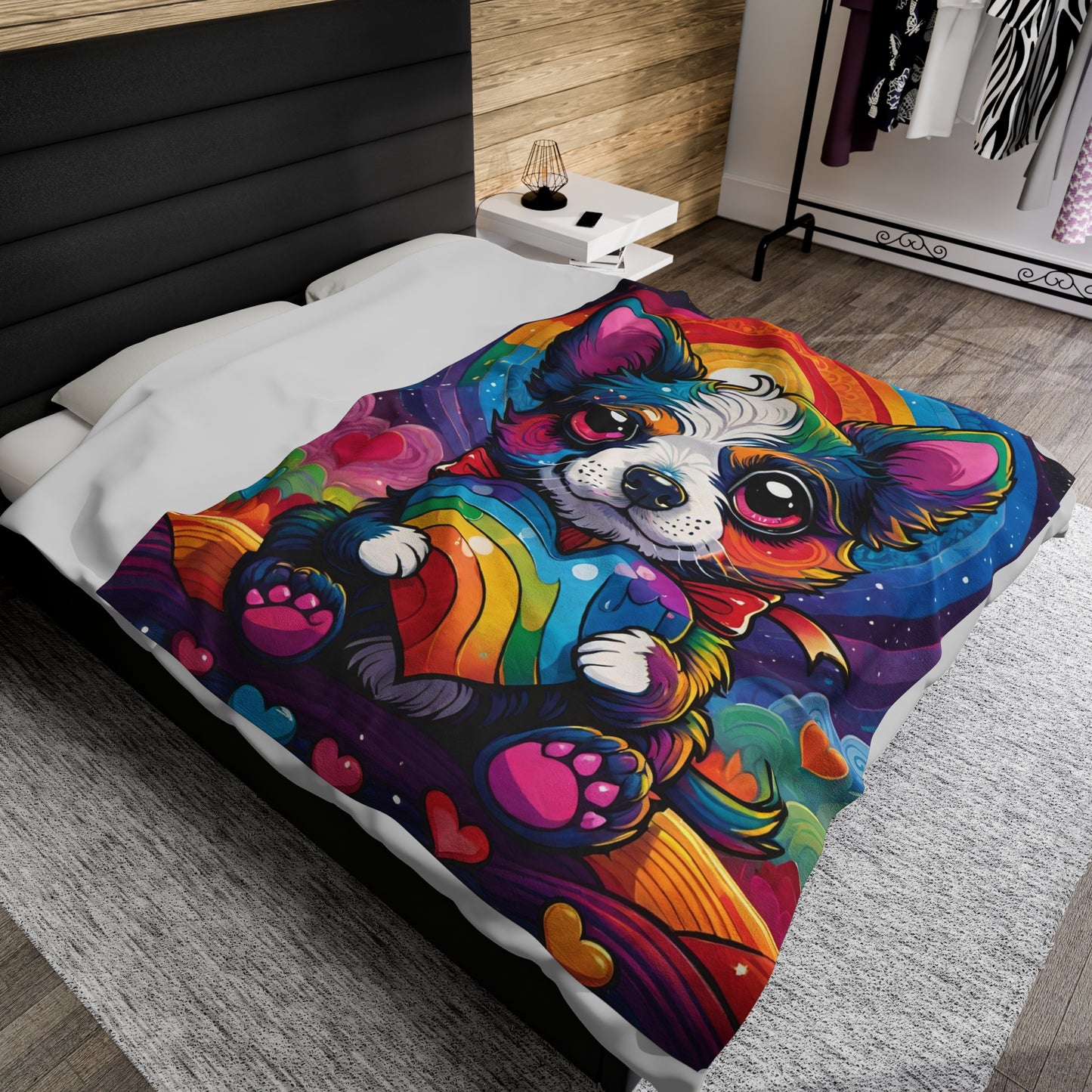 Kawaii Puppy Love Velveteen Plush Blanket