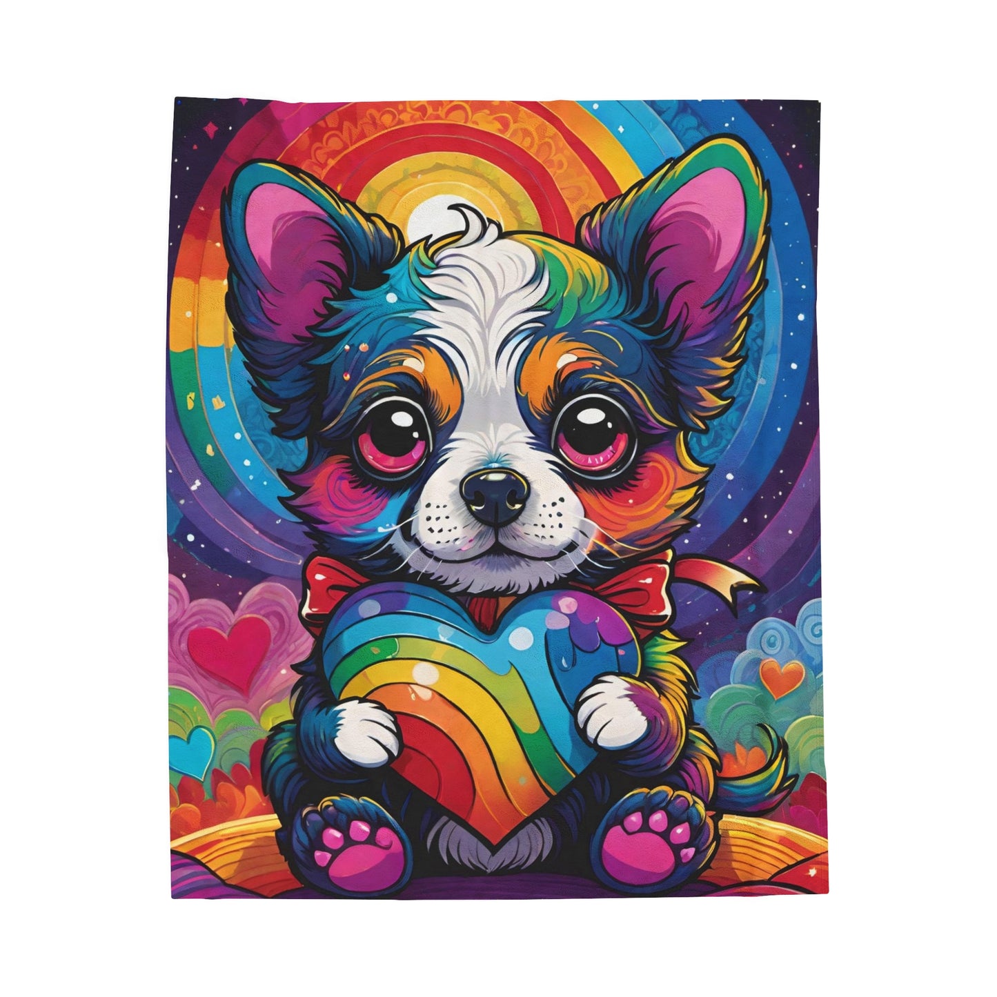 Kawaii Puppy Love Velveteen Plush Blanket