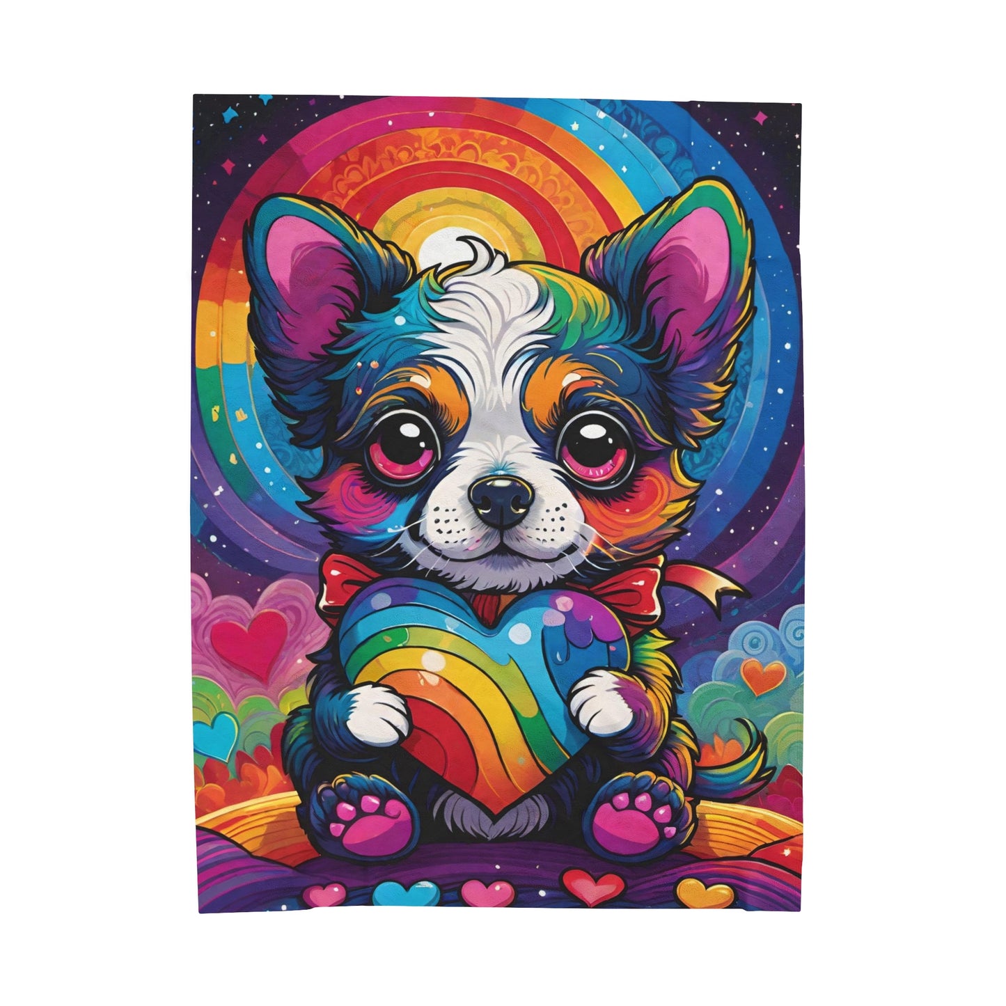 Kawaii Puppy Love Velveteen Plush Blanket